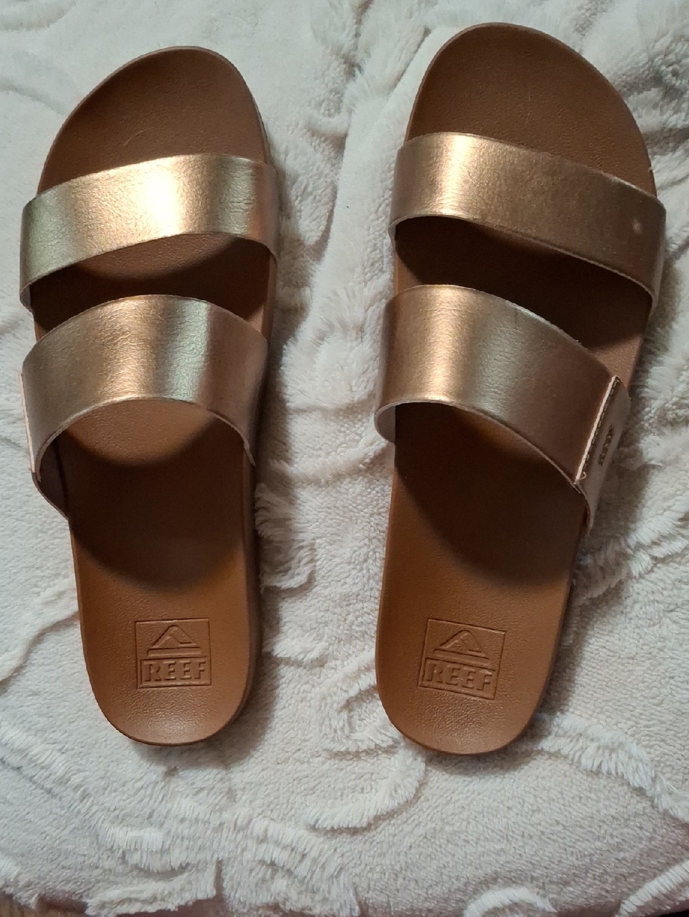 Reef Rose Gold Double-Strap Slide Sandals
